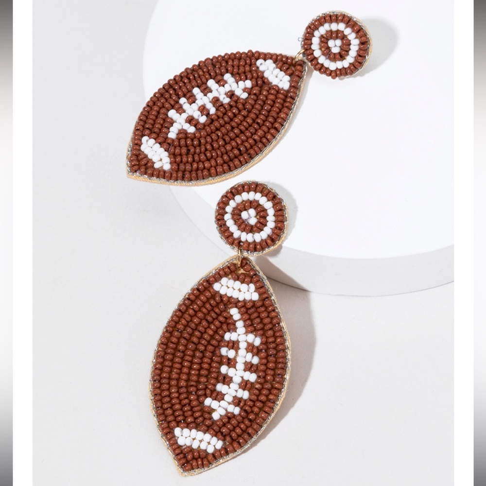Beaded Seed Football Earrings